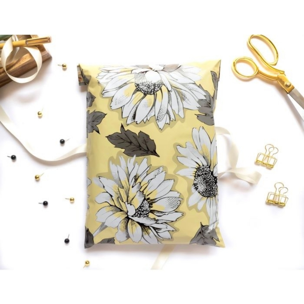 15 14x17 Yellow Sunflowers Polymailer Shipping Bags Mailers & Waterproofs